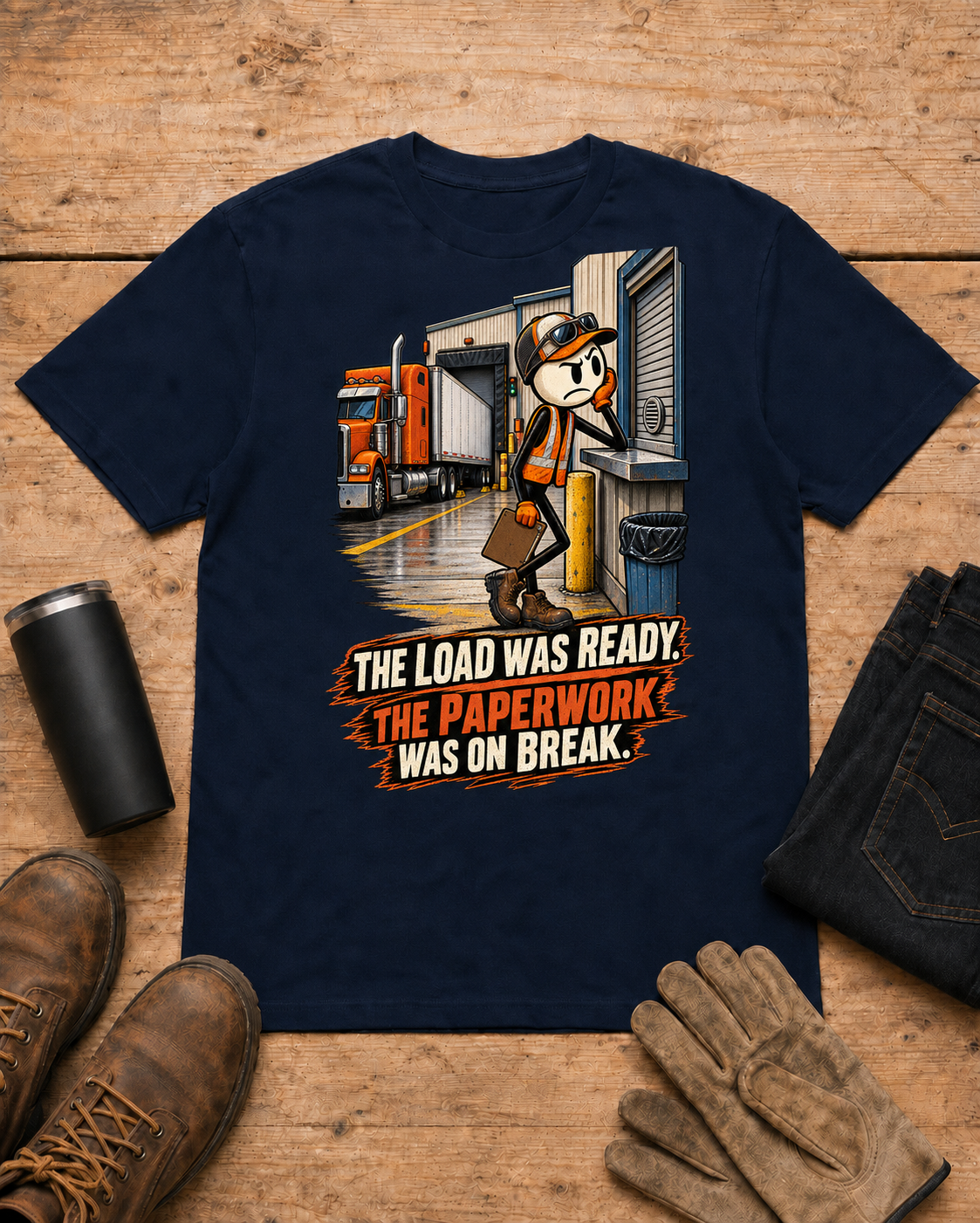 Truck driver shirt - 02 navy universal workbench flat-lay