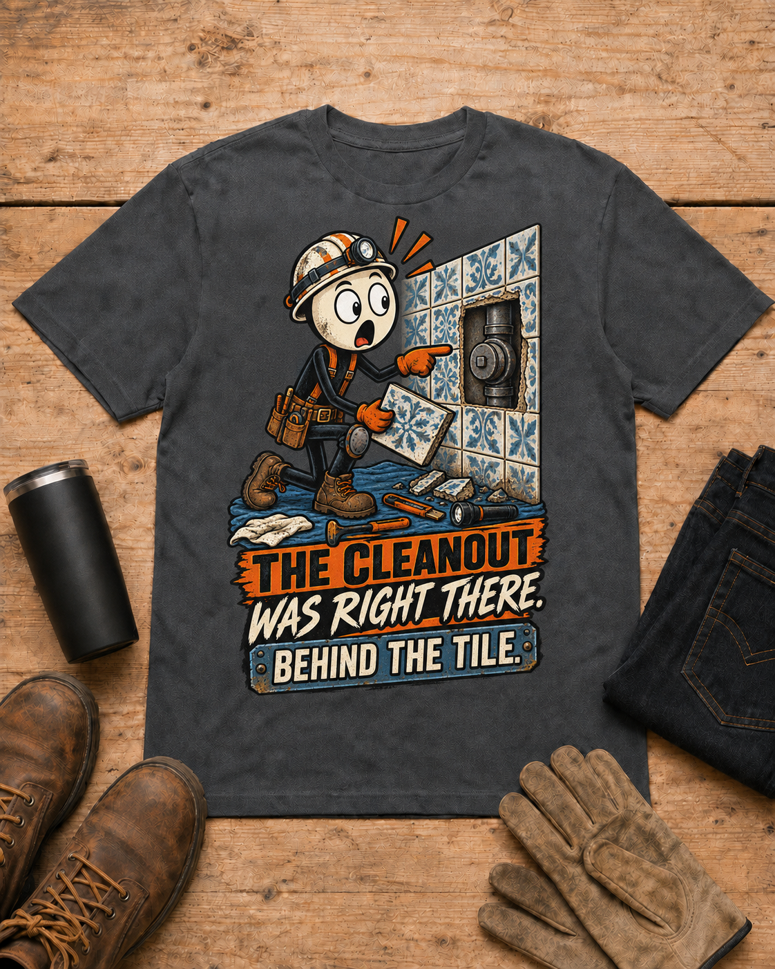Plumber shirt - 04 dark heather universal workbench flat-lay
