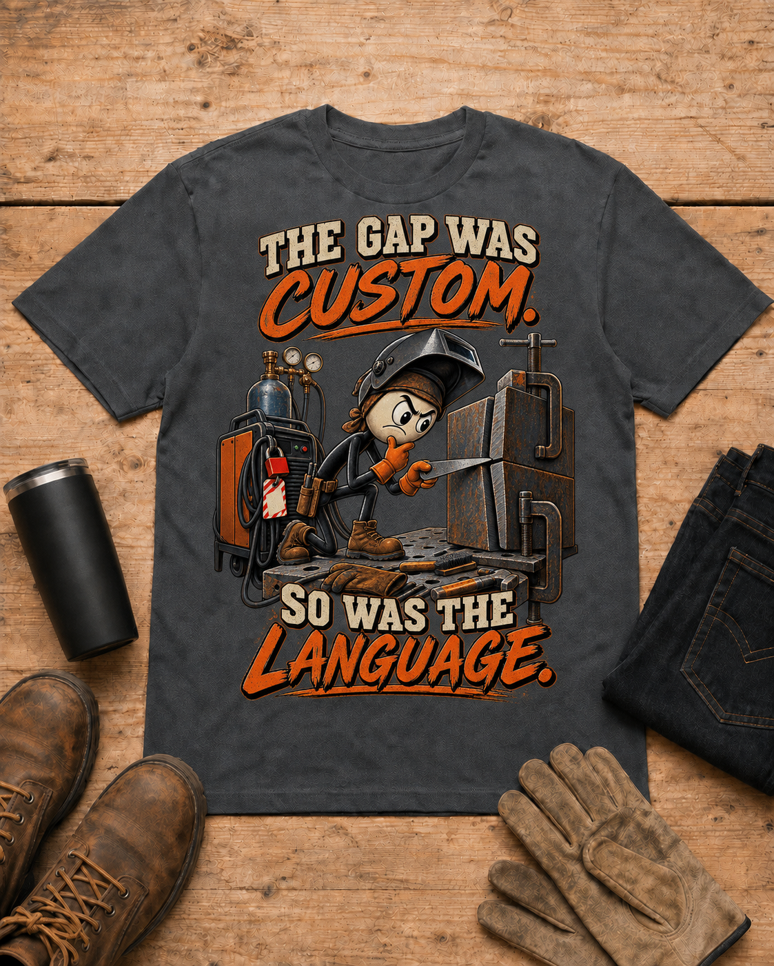 Welder shirt - 04 dark heather universal workbench flat-lay