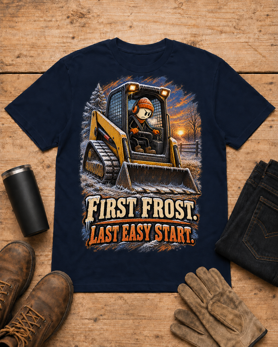 Equipment operator shirt - 02 navy universal workbench flat-lay