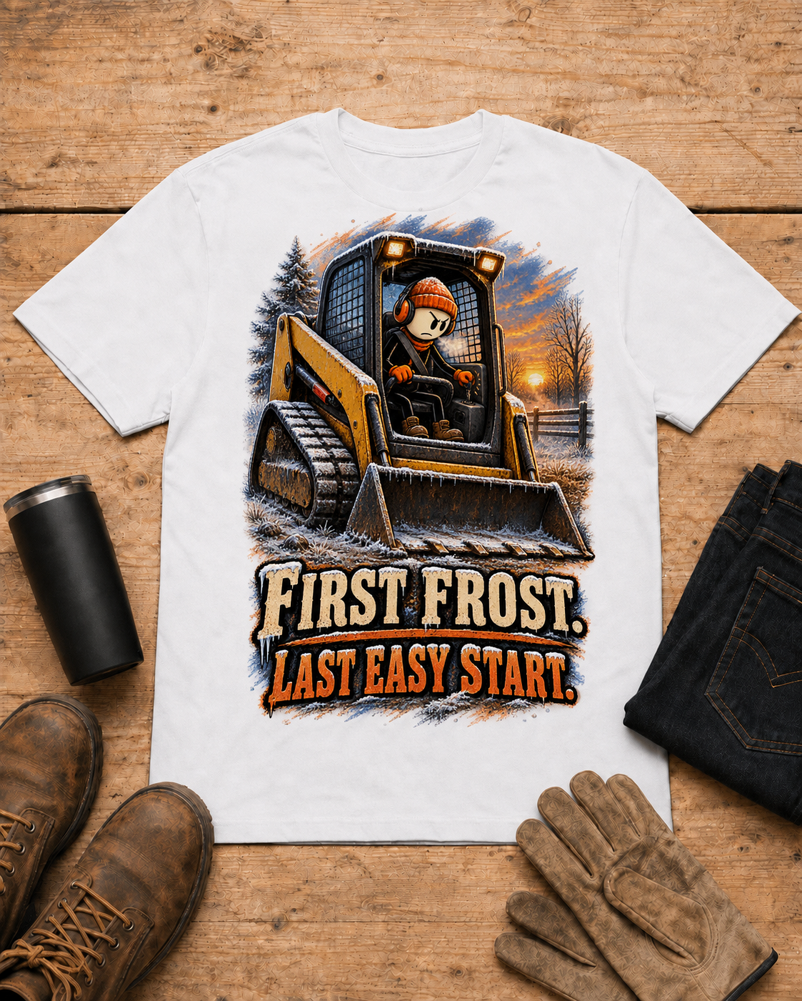 Equipment operator shirt - 03 white universal workbench flat-lay