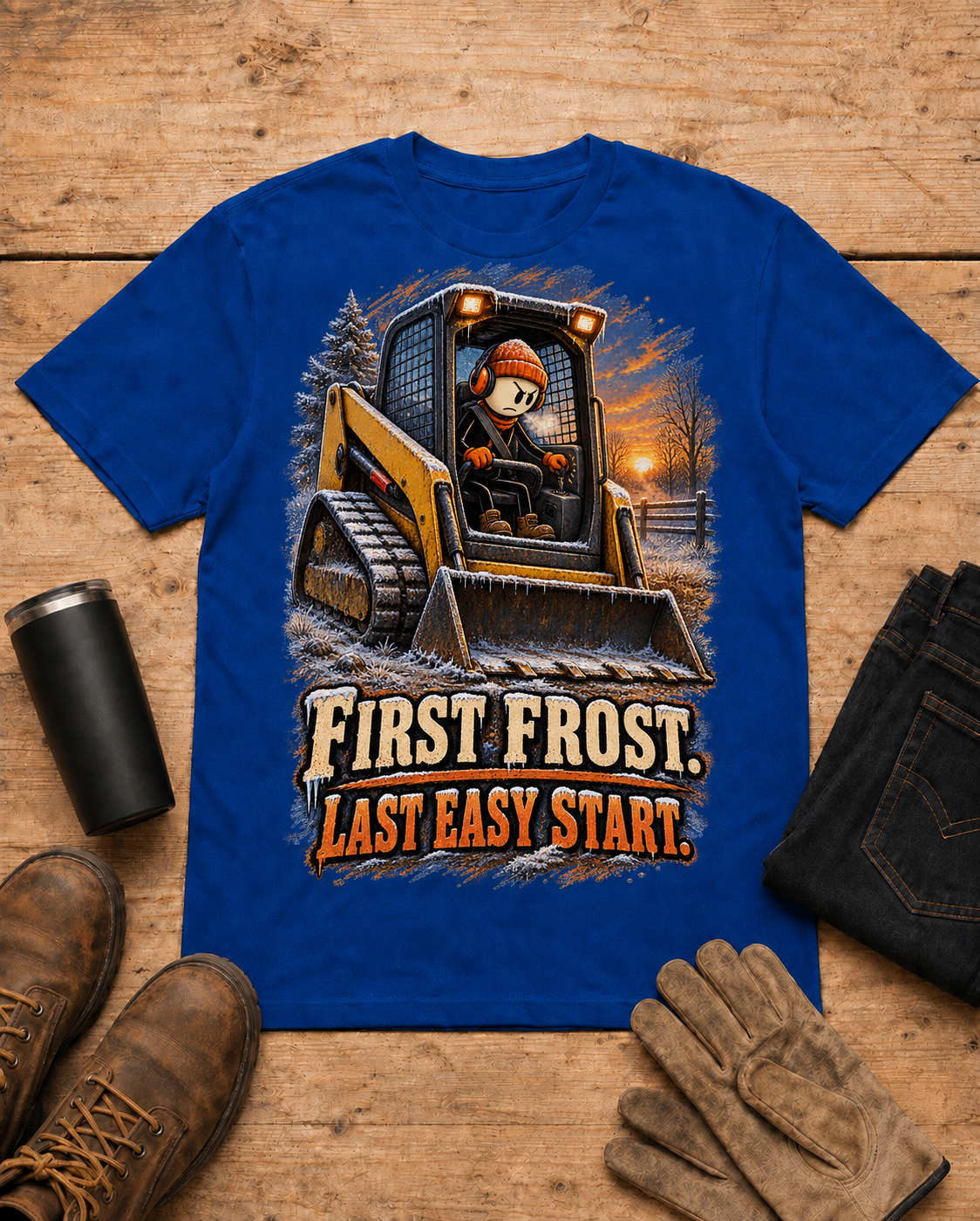 Equipment operator shirt - 05 royal blue universal workbench flat-lay