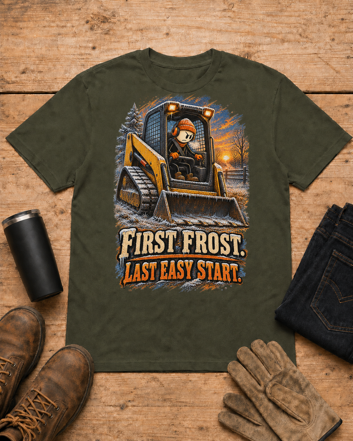 Equipment operator shirt - 06 military green universal workbench flat-lay