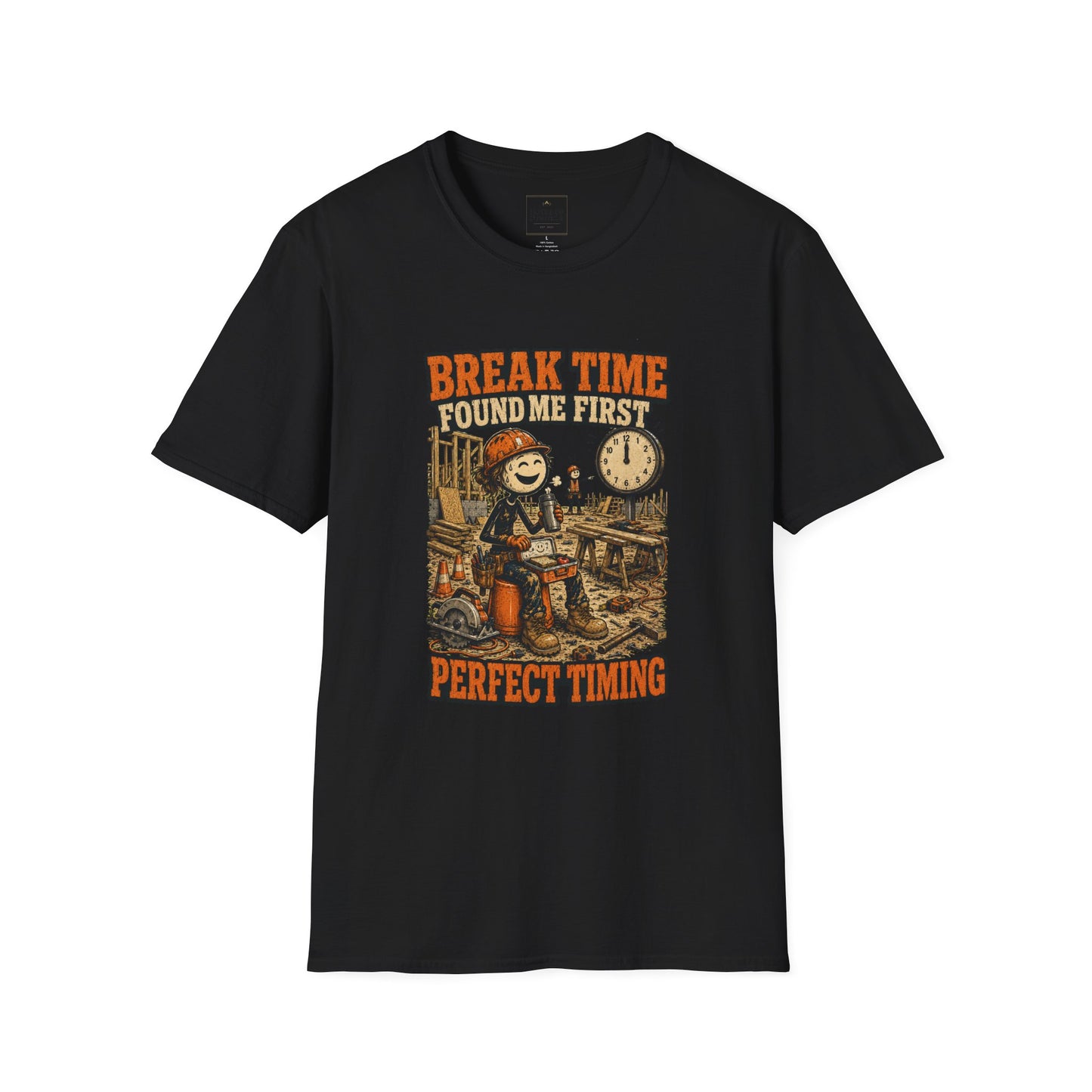 Break Time Found Me First Work Humor Shirt on a black T-shirt — House of Lushella