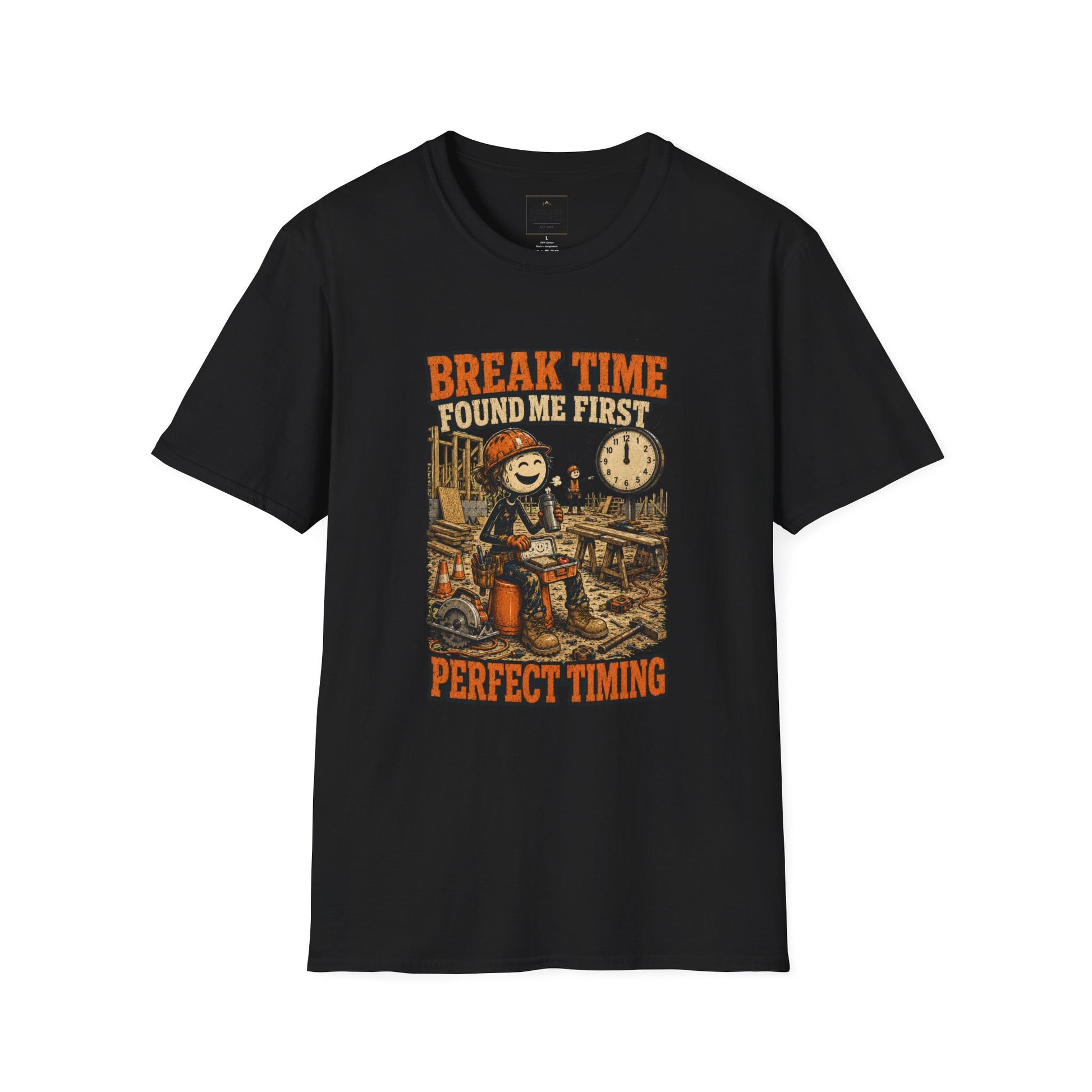 Break Time Found Me First Work Humor Shirt on a black T-shirt — House of Lushella