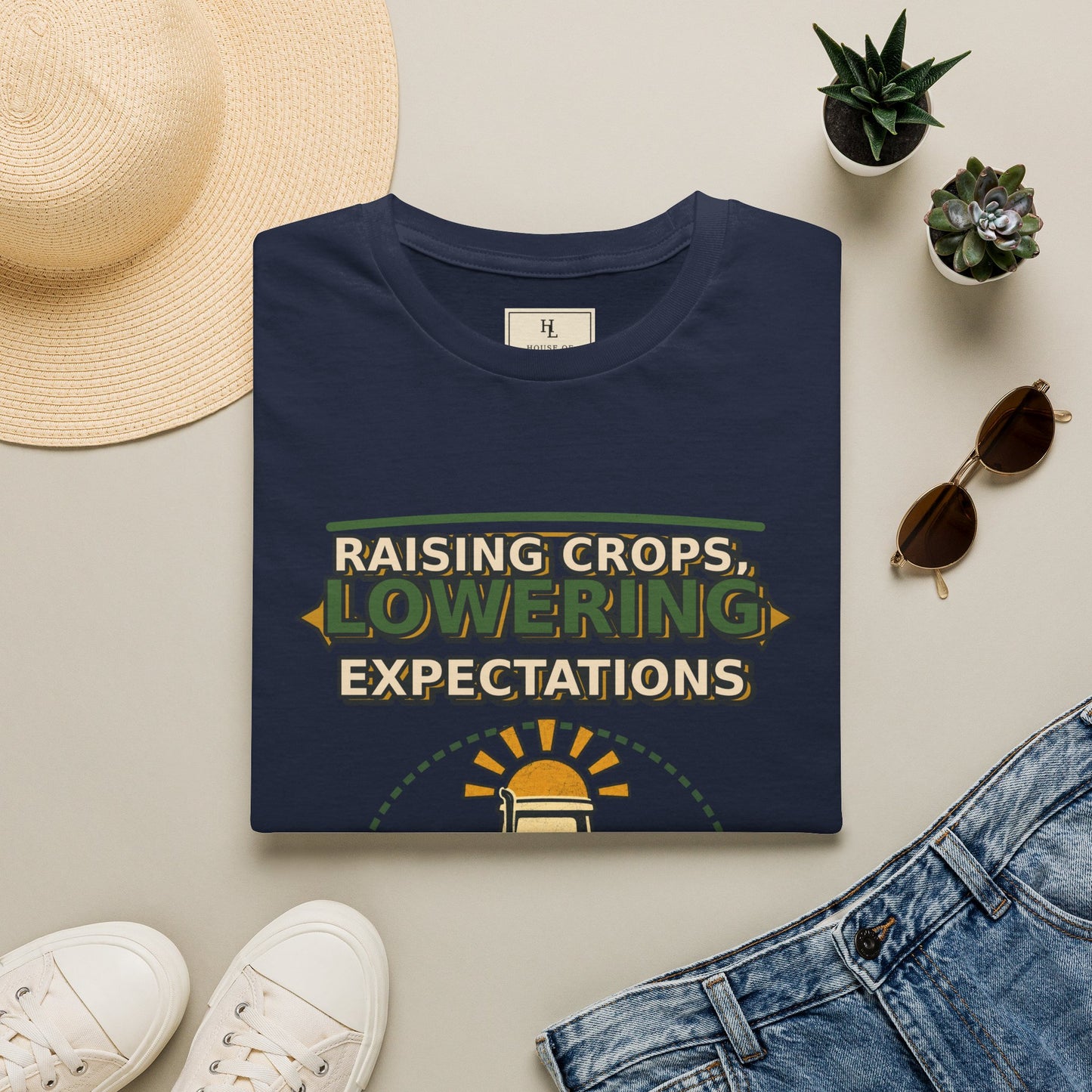 Raising Crops Lowering Expectations Farm Shirt product mockup, view 18