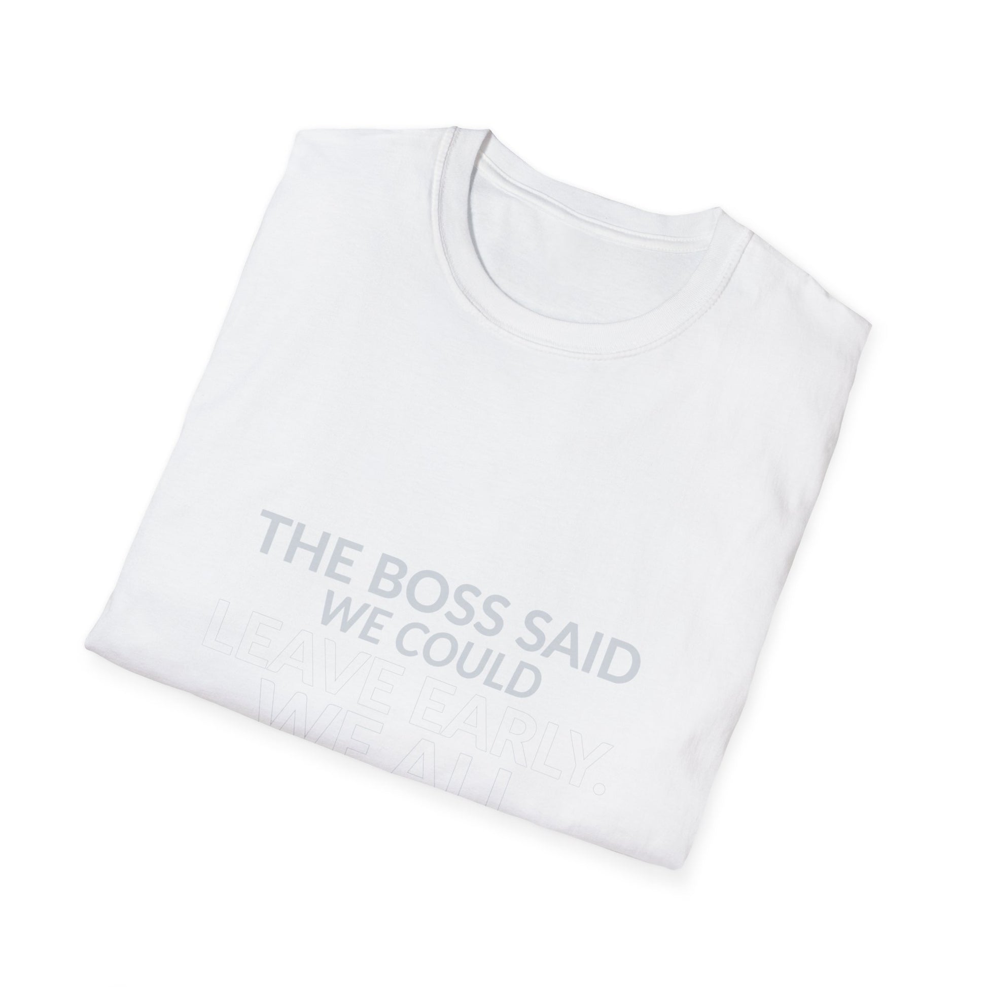 The Boss Said We Could Work Humor Shirt product mockup, view 11