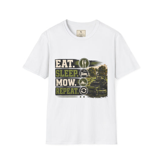 Eat Sleep Mow Repeat Lawn Care Shirt product mockup, view 1