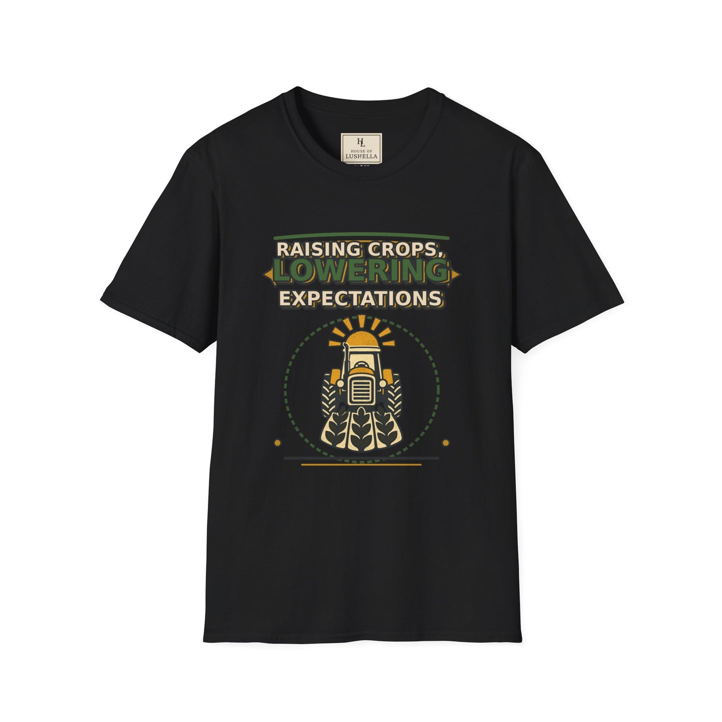 Raising Crops Lowering Expectations Farm Shirt product mockup, view 2