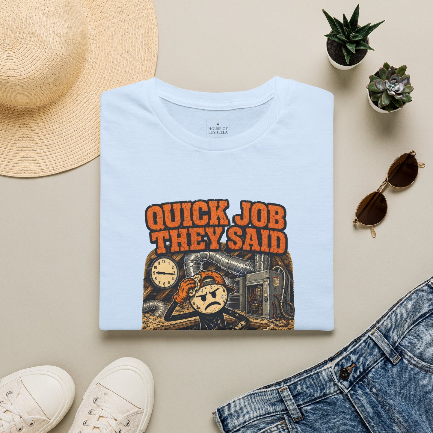 Quick Job They Said Three Hours Later Mechanic Shirt product mockup 6 — House of Lushella