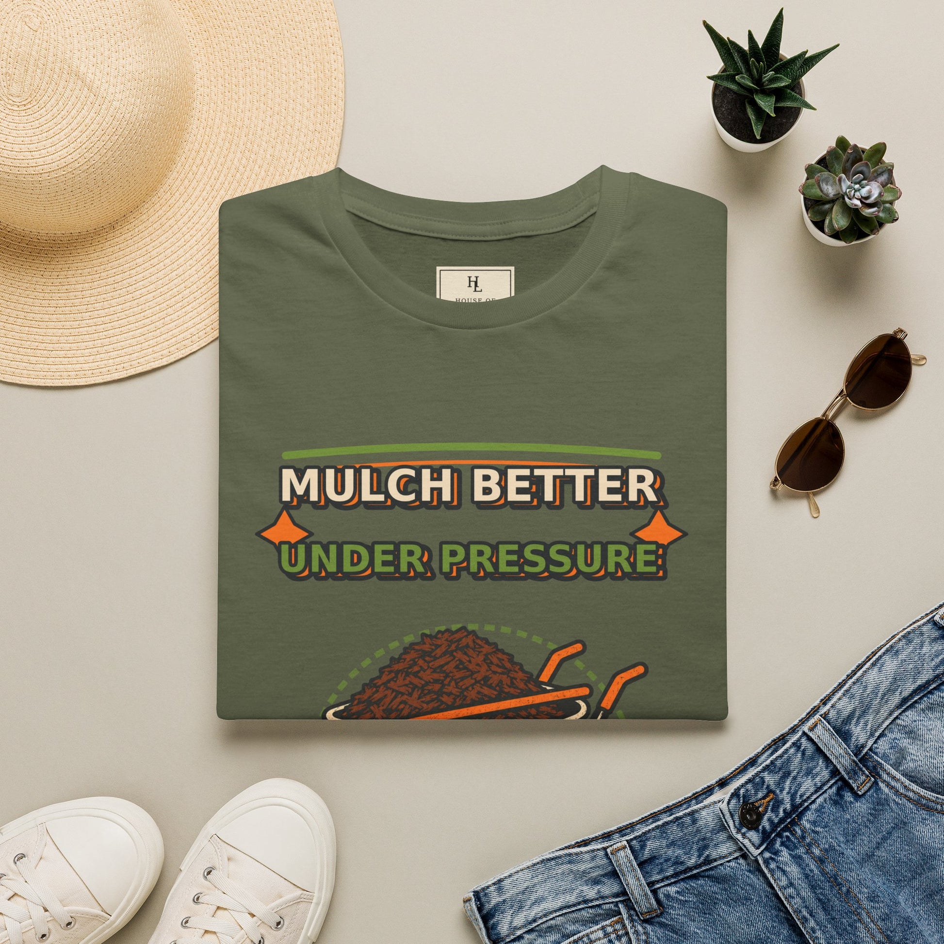 Mulch Better Under Pressure Landscaper Shirt product mockup, view 14