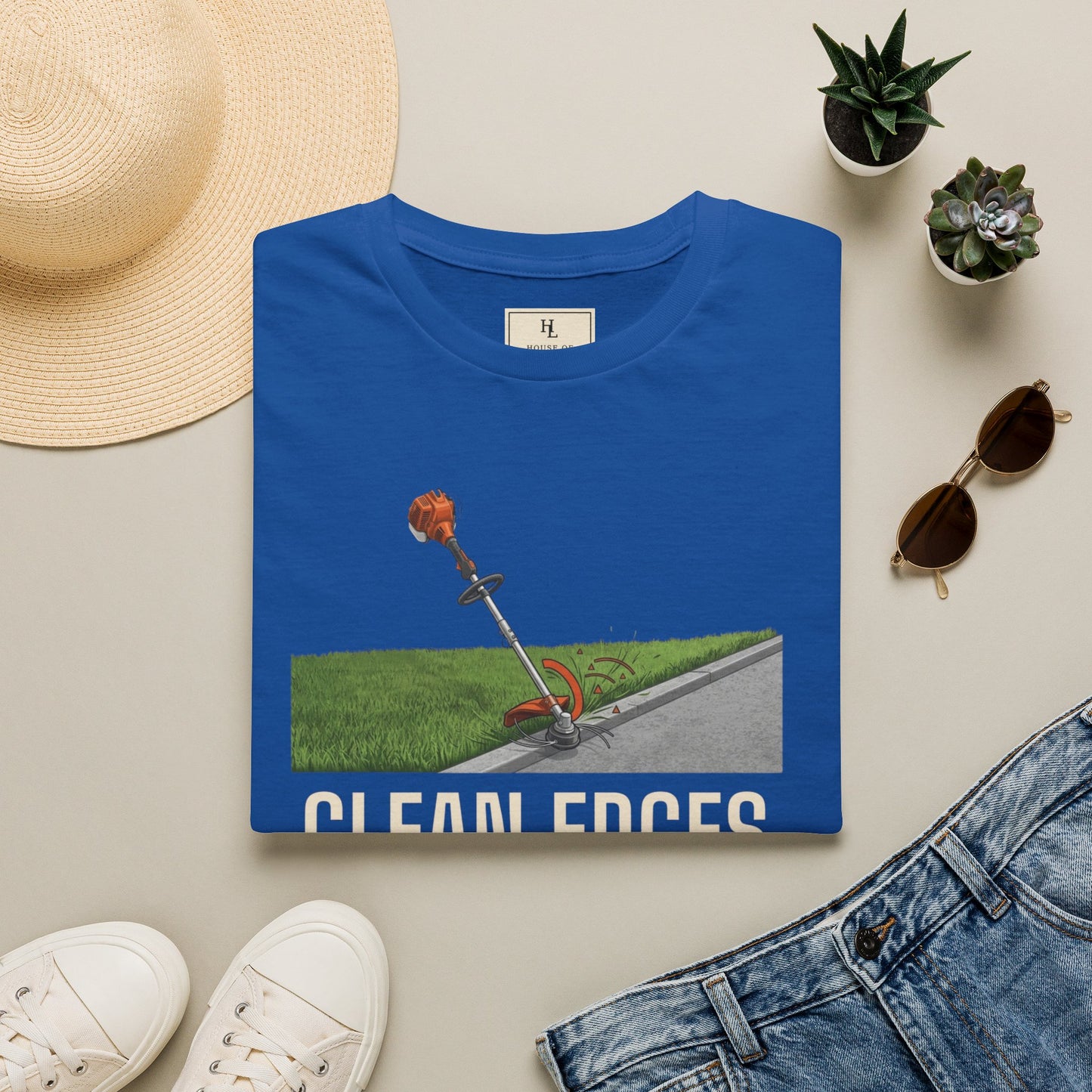 Clean Edges Straight Lines Lawn Care Shirt product mockup, view 17
