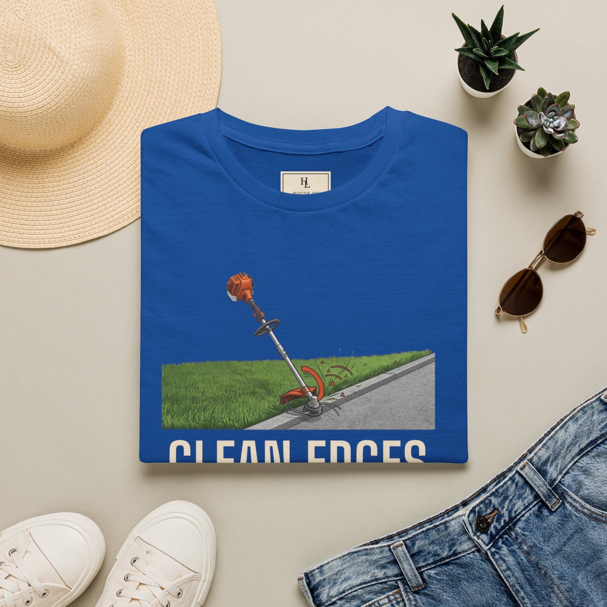 Clean Edges Straight Lines Lawn Care Shirt product mockup, view 17