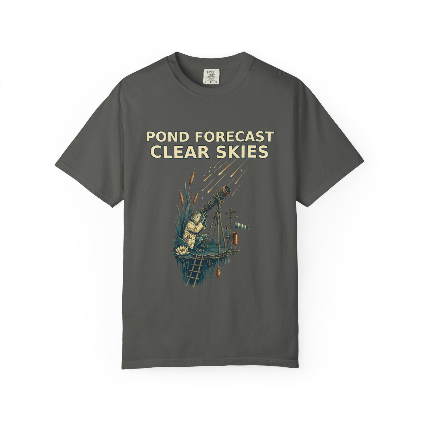 Pond Forecast Clear Skies Frog Shirt product mockup, view 2