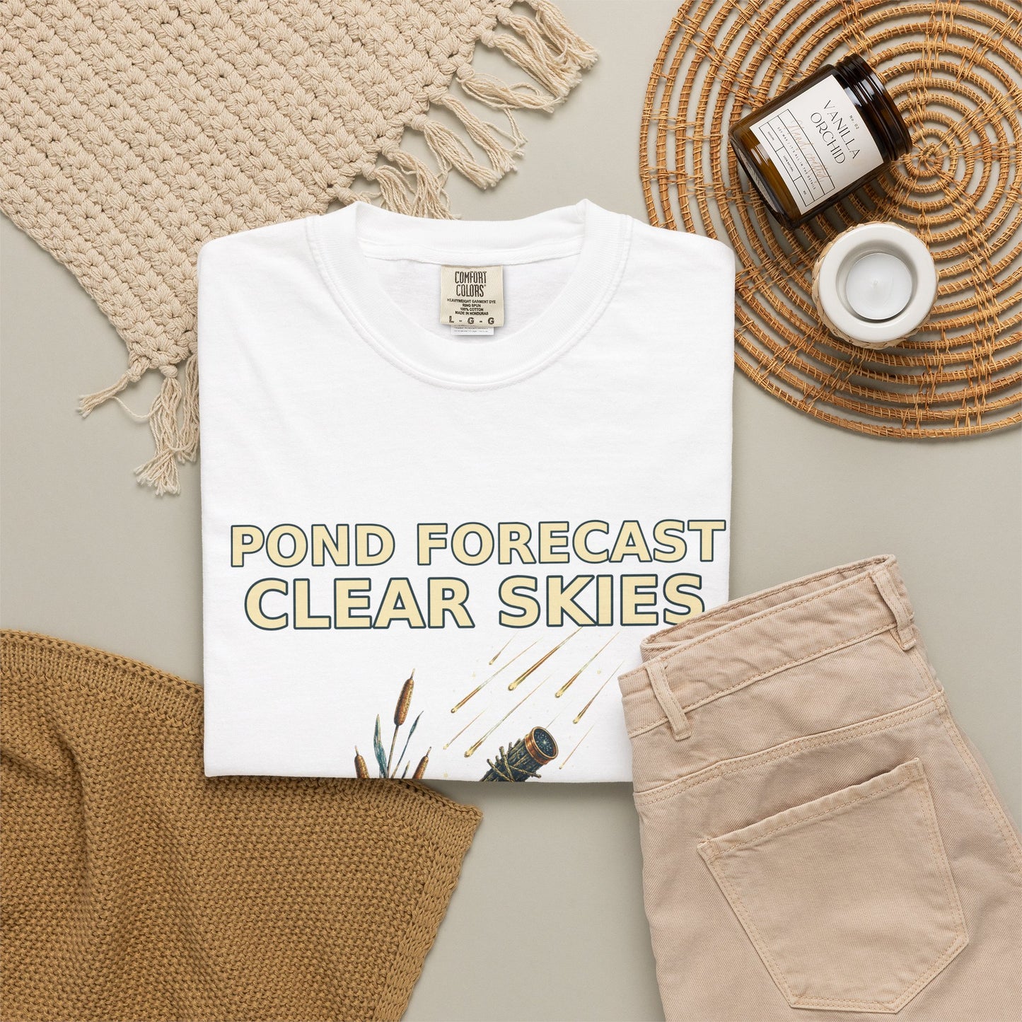 Pond Forecast Clear Skies Frog Shirt product mockup, view 9