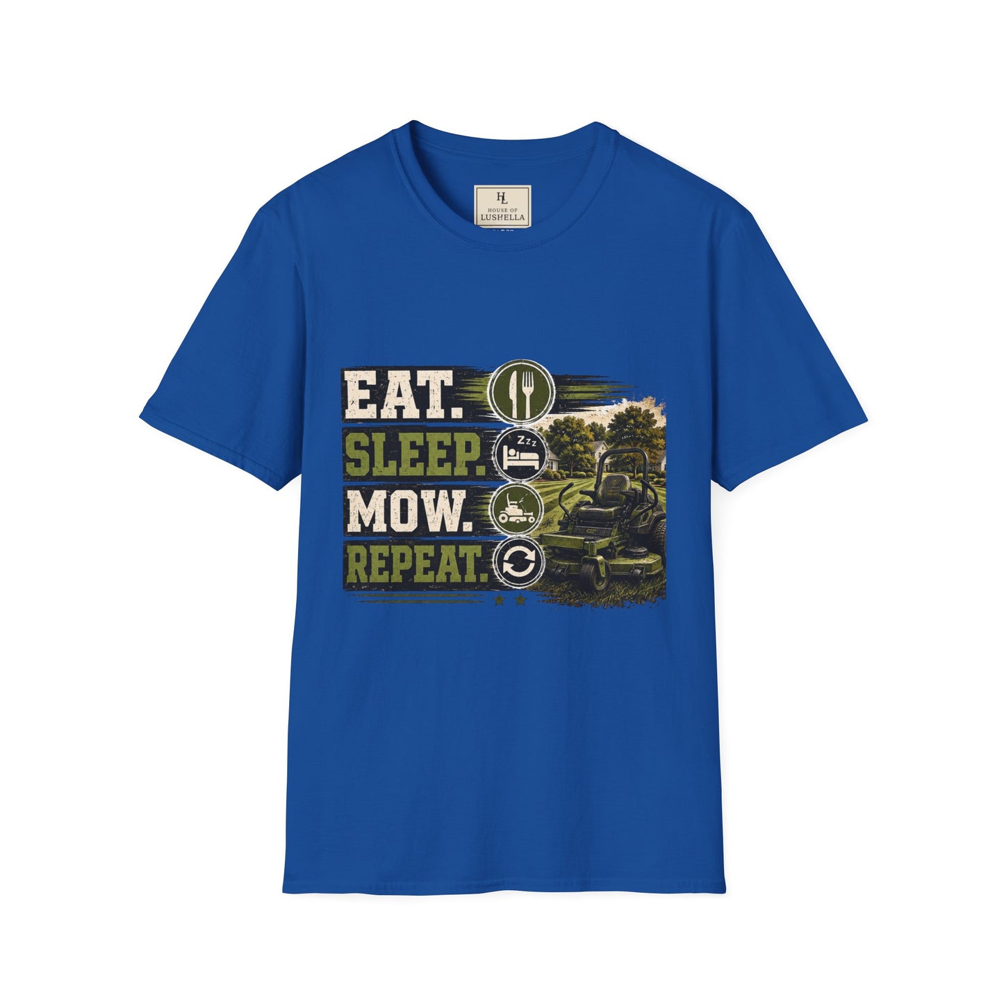 Eat Sleep Mow Repeat Lawn Care Shirt product mockup, view 5