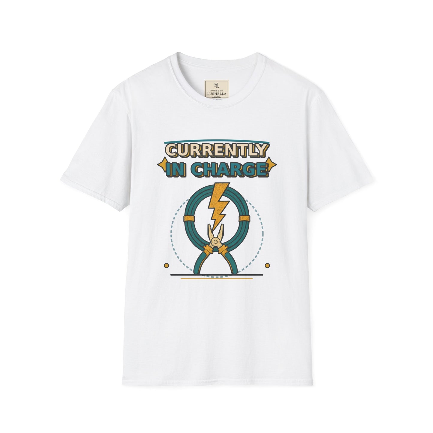 Currently in Charge Electrician Shirt product mockup, view 1