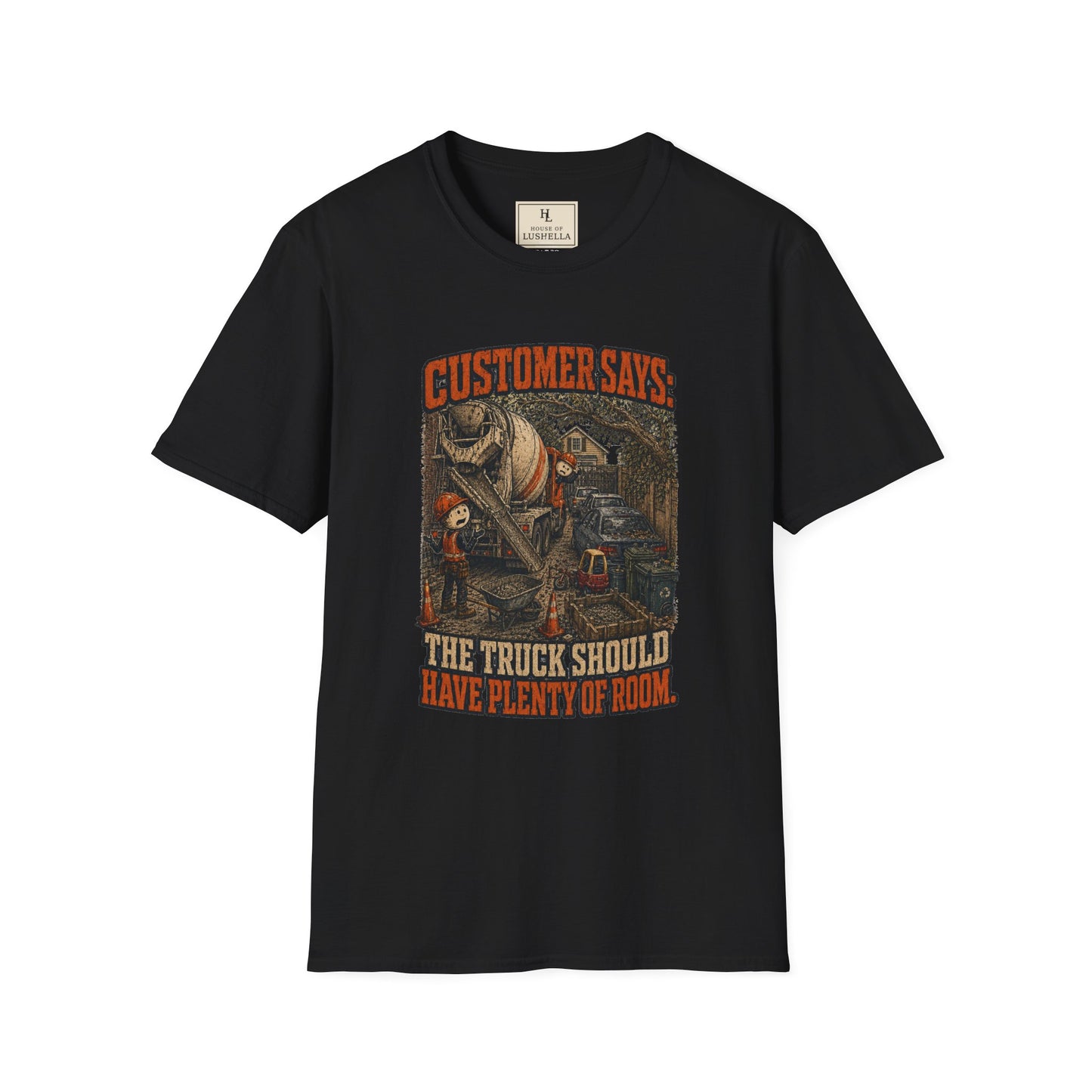Truck Has Plenty of Room Concrete Crew Shirt on a Black T-shirt — House of Lushella