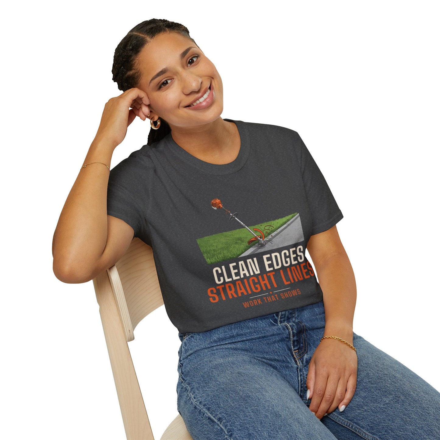 Clean Edges Straight Lines Lawn Care Shirt product mockup, view 16