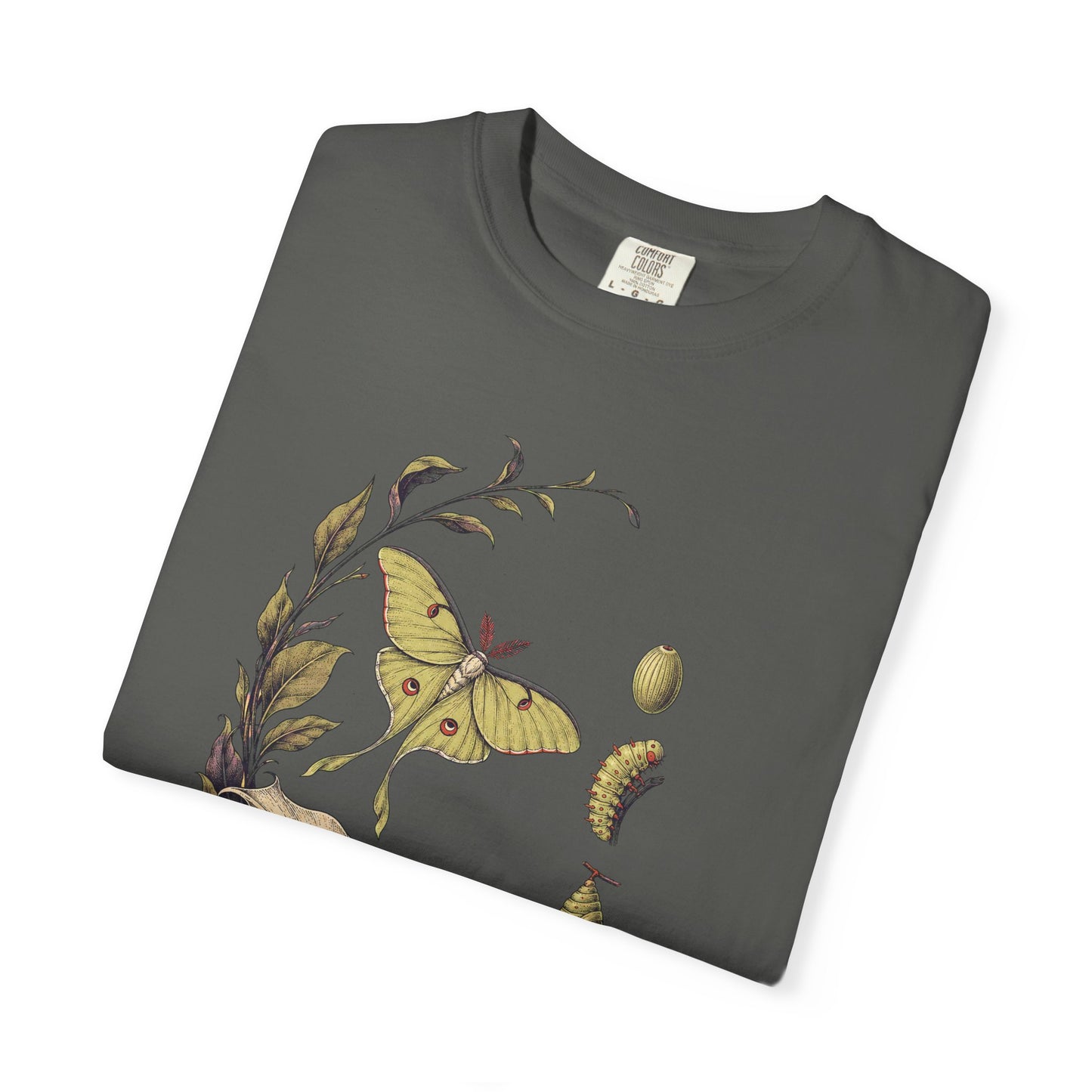 Night Pollinator Botanical Moth Shirt product mockup, view 7