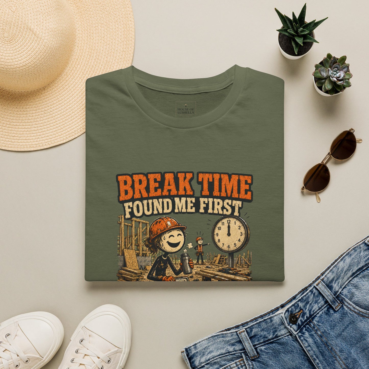Break Time Found Me First Work Humor Shirt product mockup 4 — House of Lushella