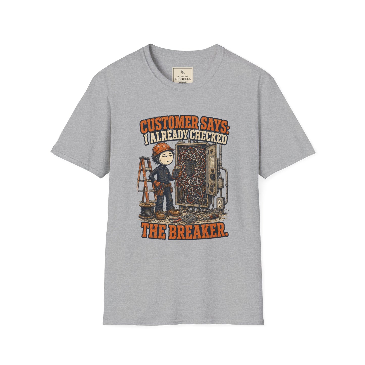 Customer Checked the Breaker Electrician Shirt on a Sport Grey T-shirt — House of Lushella
