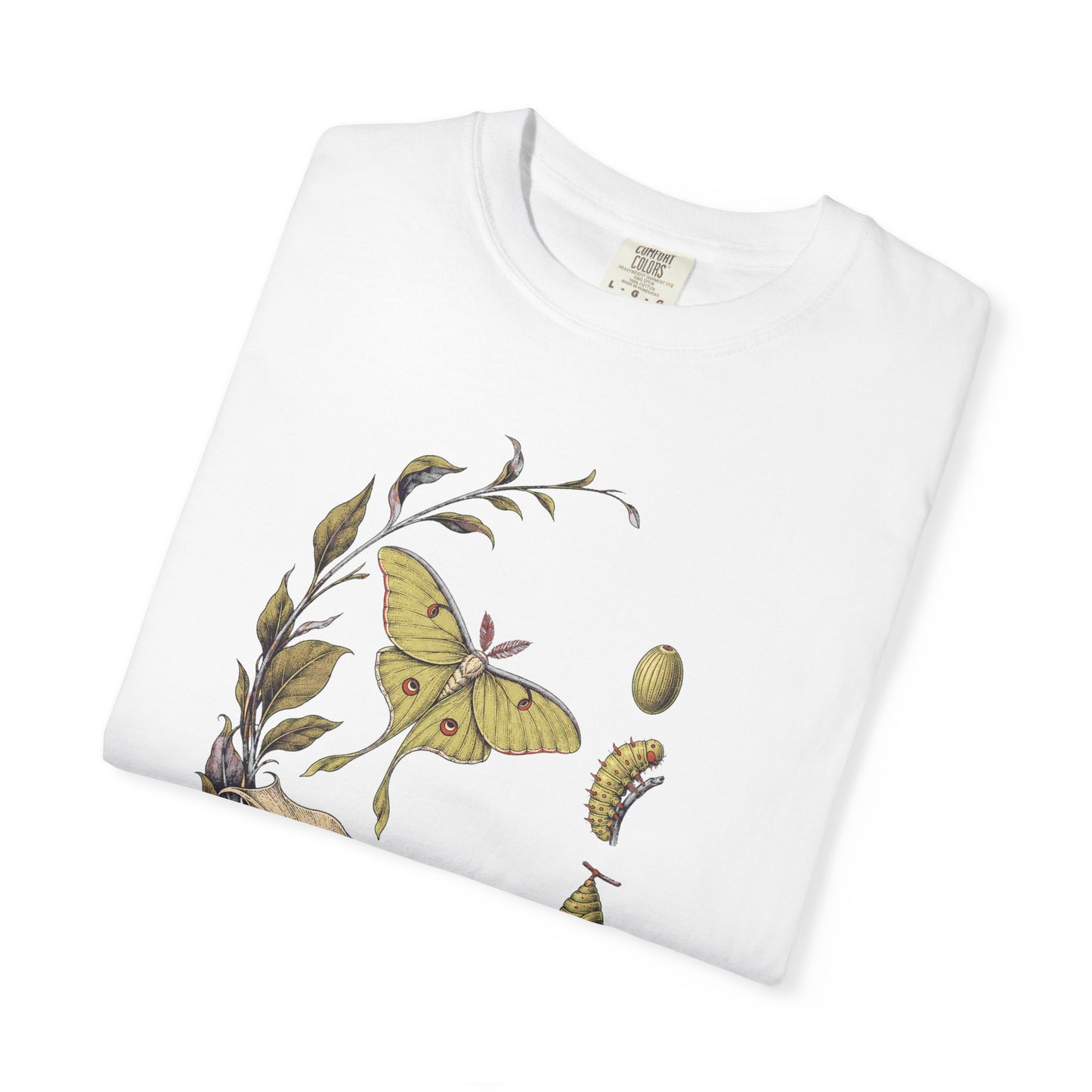 Night Pollinator Botanical Moth Shirt product mockup, view 4