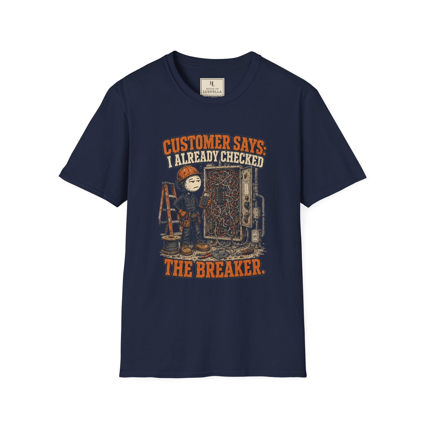 Customer Checked the Breaker Electrician Shirt on a Navy T-shirt — House of Lushella