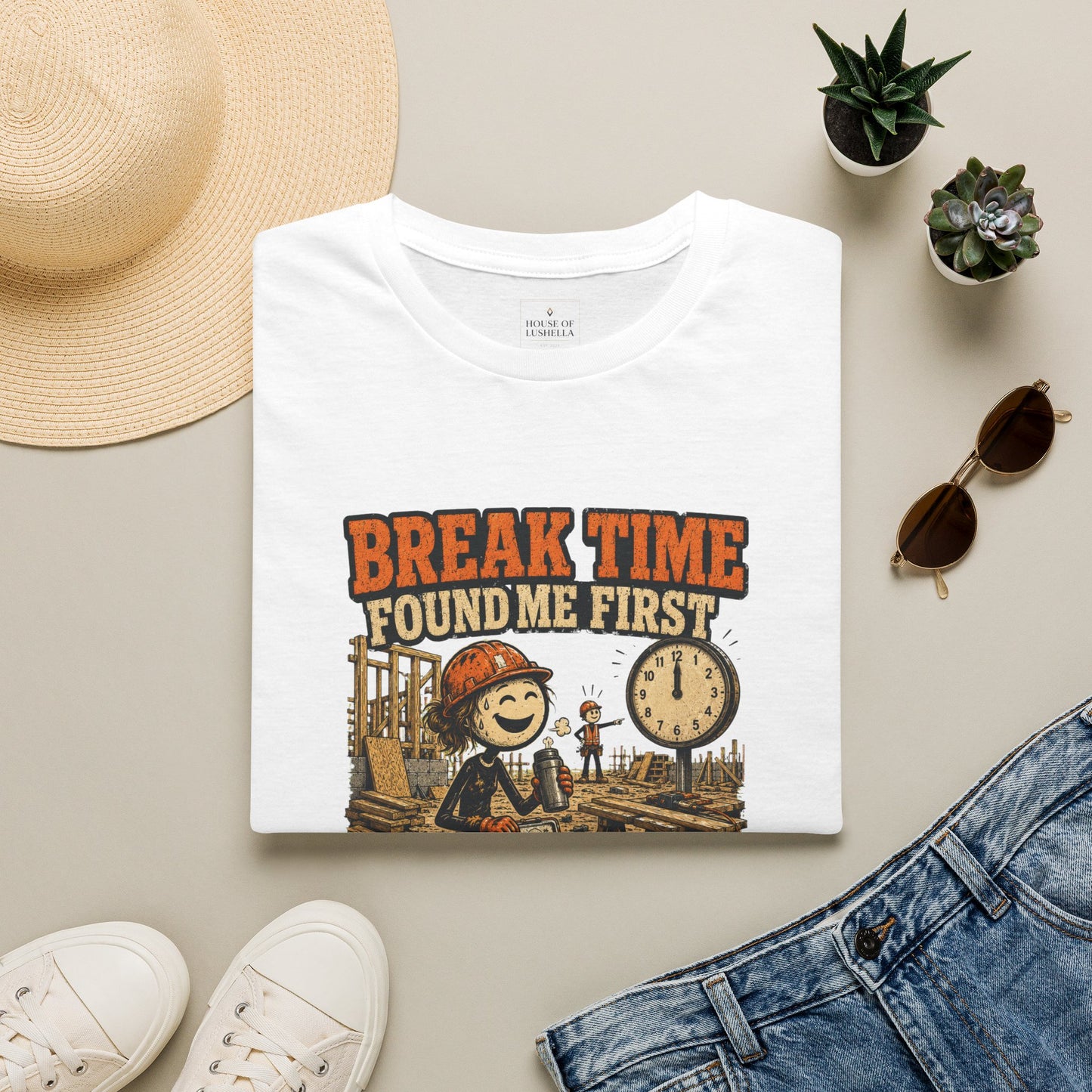 Break Time Found Me First Work Humor Shirt product mockup 1 — House of Lushella