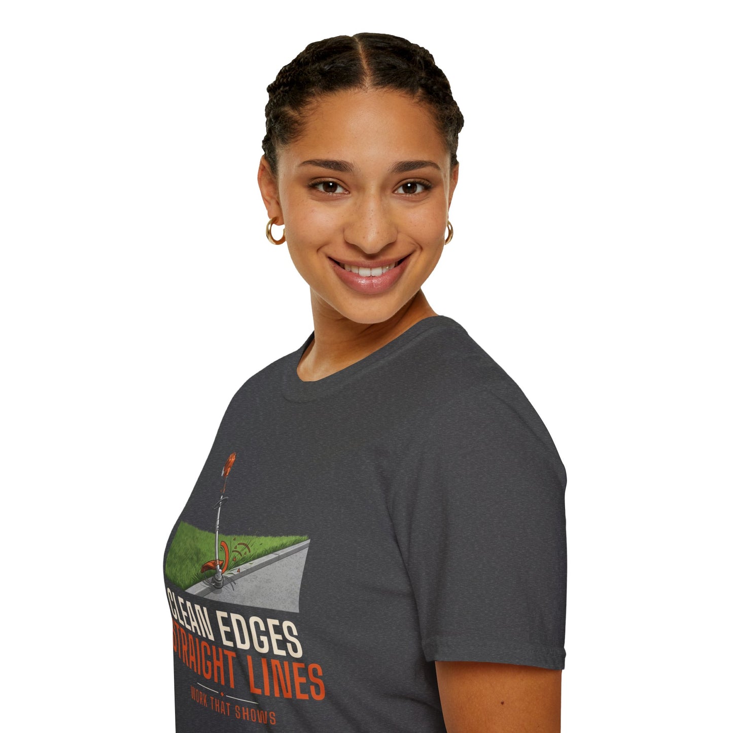 Clean Edges Straight Lines Lawn Care Shirt product mockup, view 15