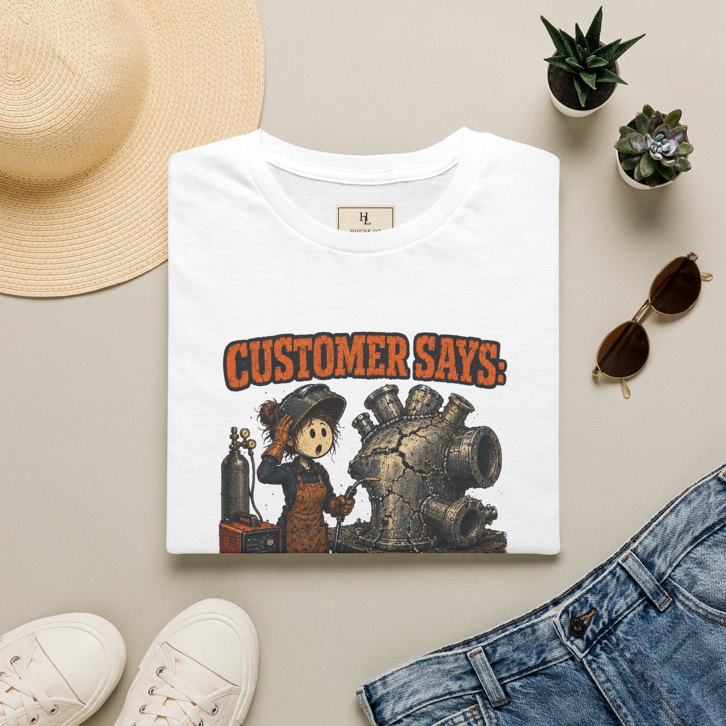 It Just Needs a Quick Tack Welder Shirt product mockup, view 4 — House of Lushella