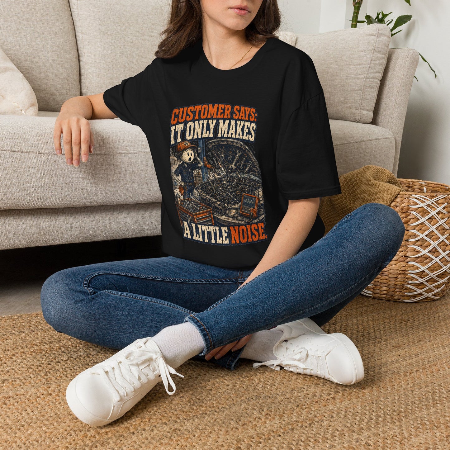 It Only Makes a Little Noise Mechanic Shirt product mockup, view 9 — House of Lushella