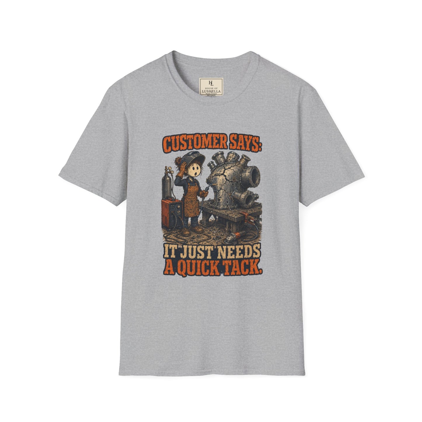 It Just Needs a Quick Tack Welder Shirt on a Sport Grey T-shirt — House of Lushella