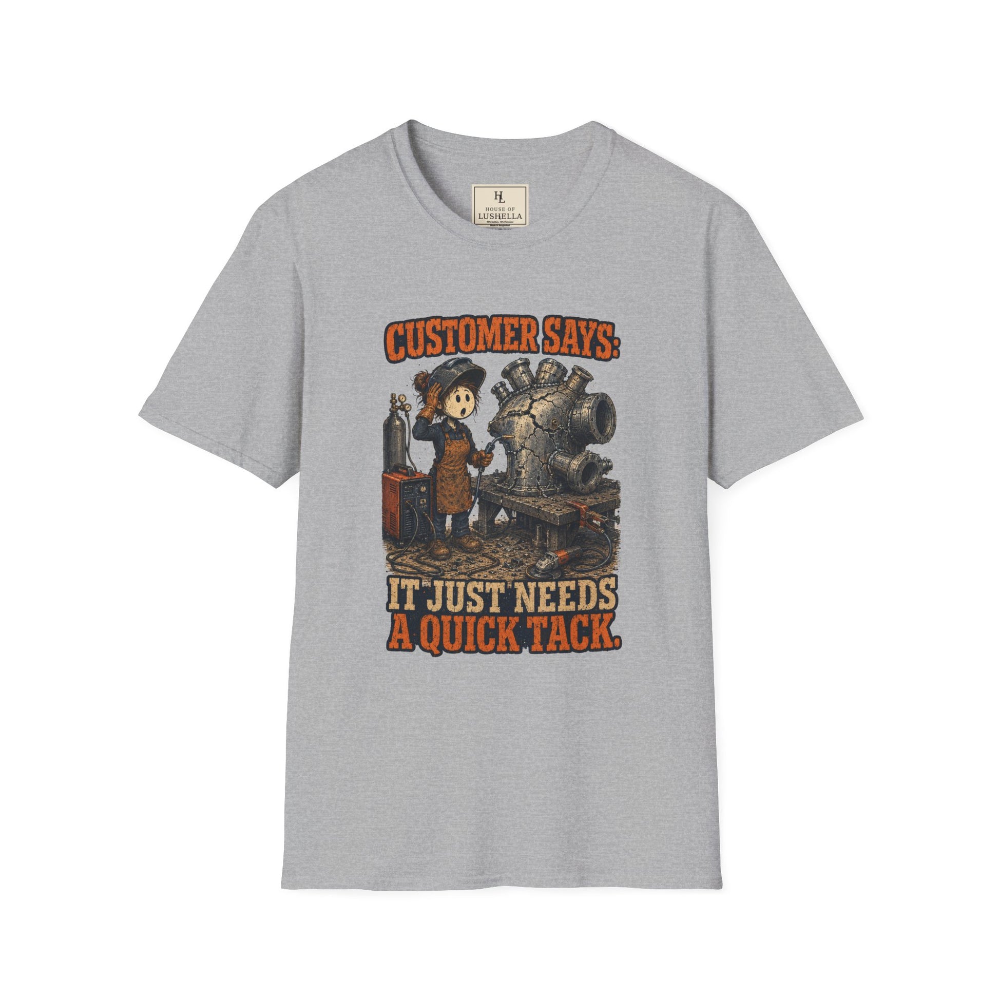 It Just Needs a Quick Tack Welder Shirt on a Sport Grey T-shirt — House of Lushella