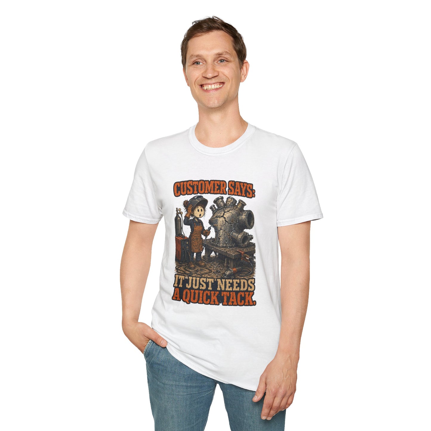 It Just Needs a Quick Tack Welder Shirt product mockup, view 9 — House of Lushella