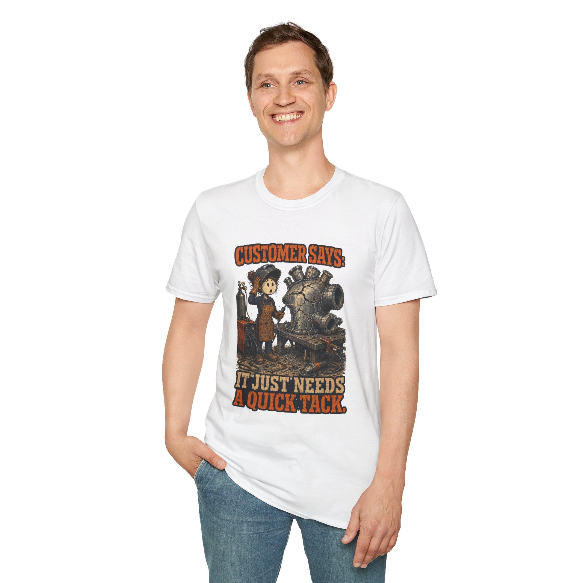 It Just Needs a Quick Tack Welder Shirt product mockup, view 9 — House of Lushella