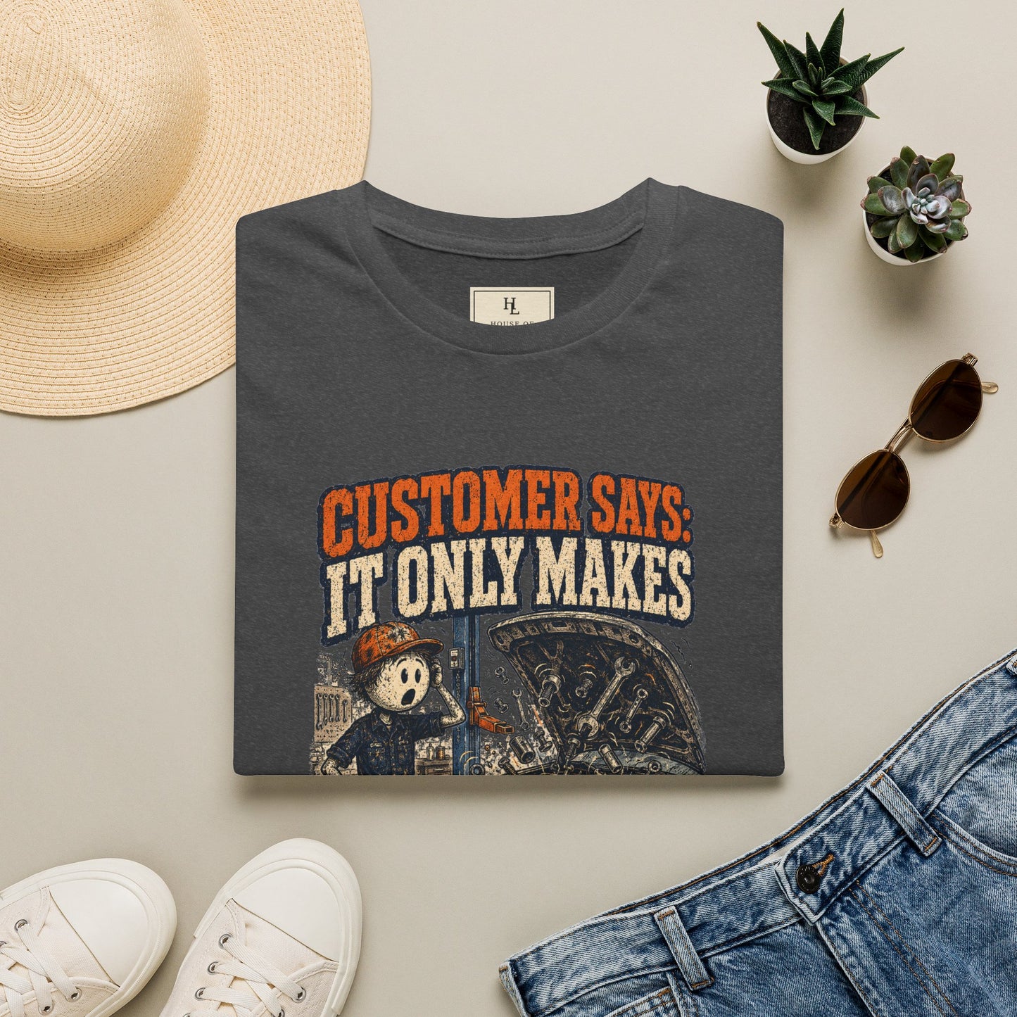 It Only Makes a Little Noise Mechanic Shirt product mockup, view 19 — House of Lushella