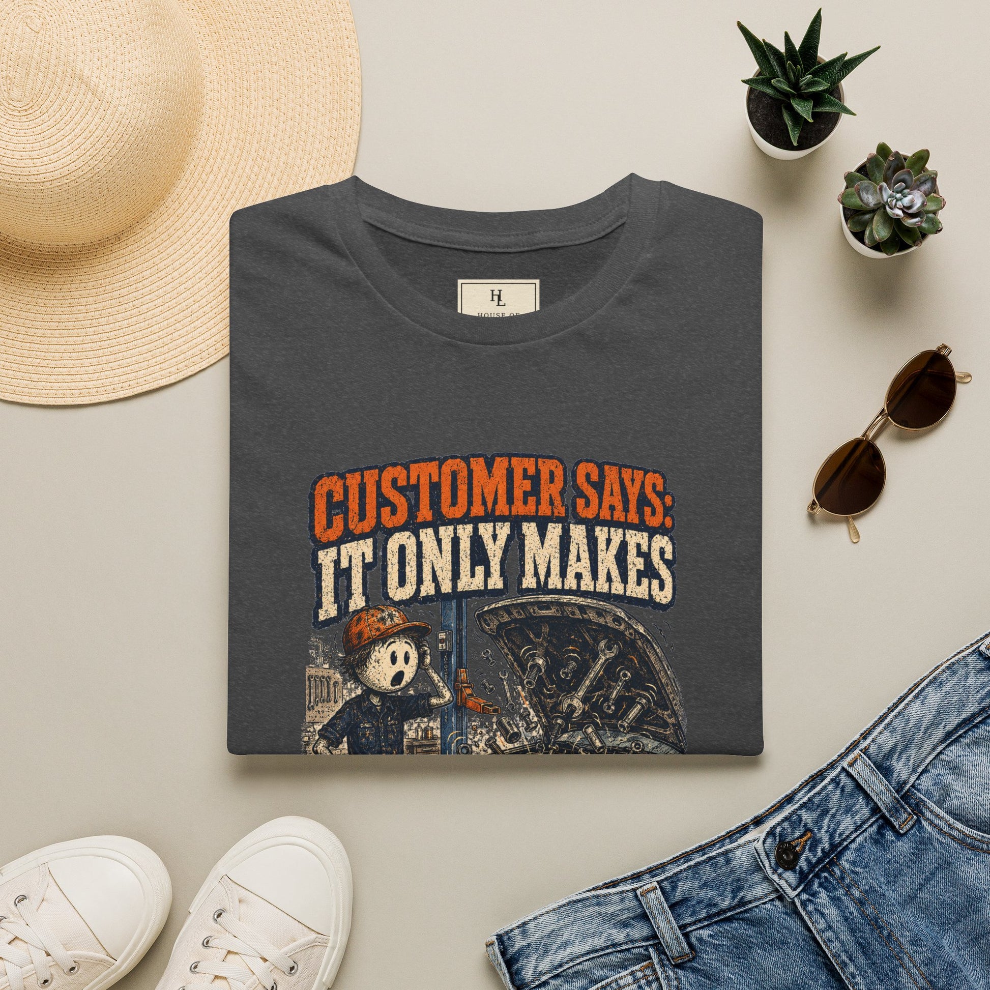 It Only Makes a Little Noise Mechanic Shirt product mockup, view 19 — House of Lushella