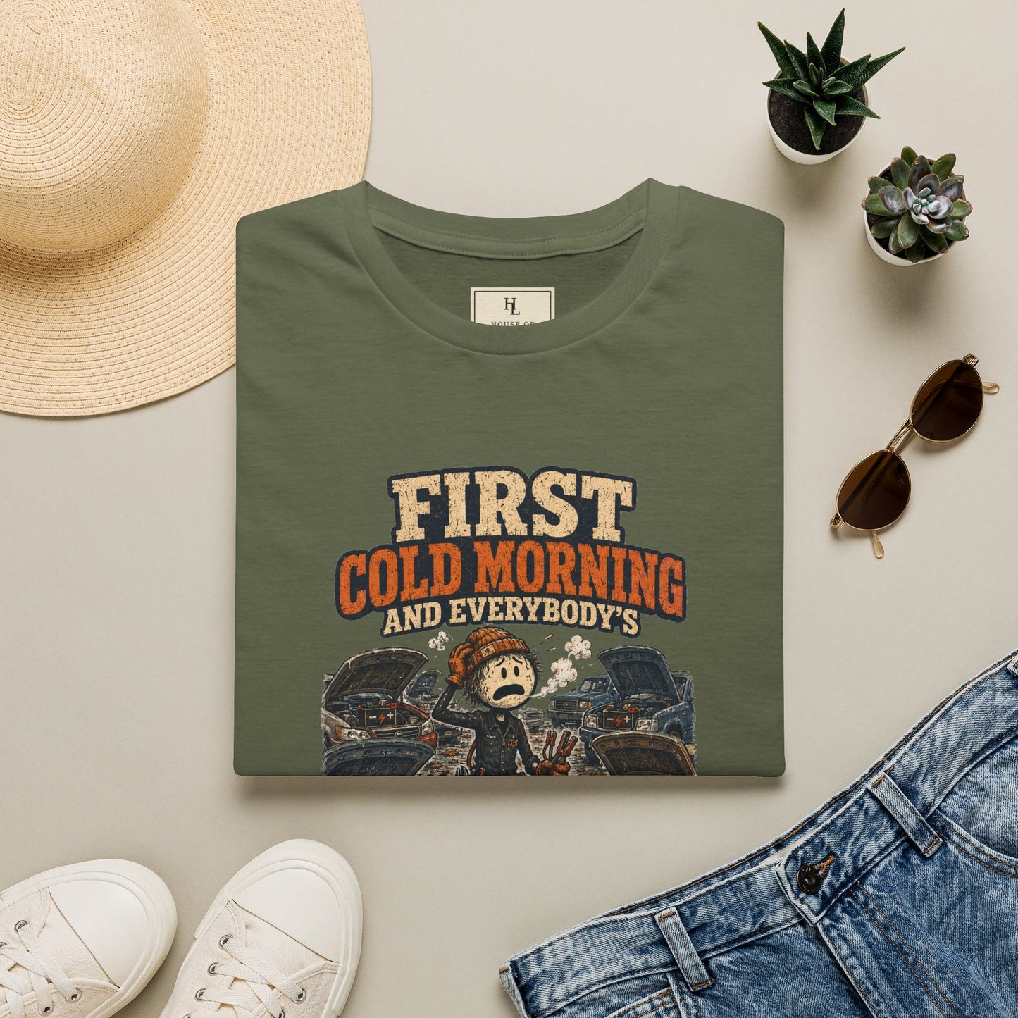 First Cold Morning and Everybody’s Battery Suddenly Quit. | Mechanic T-Shirt