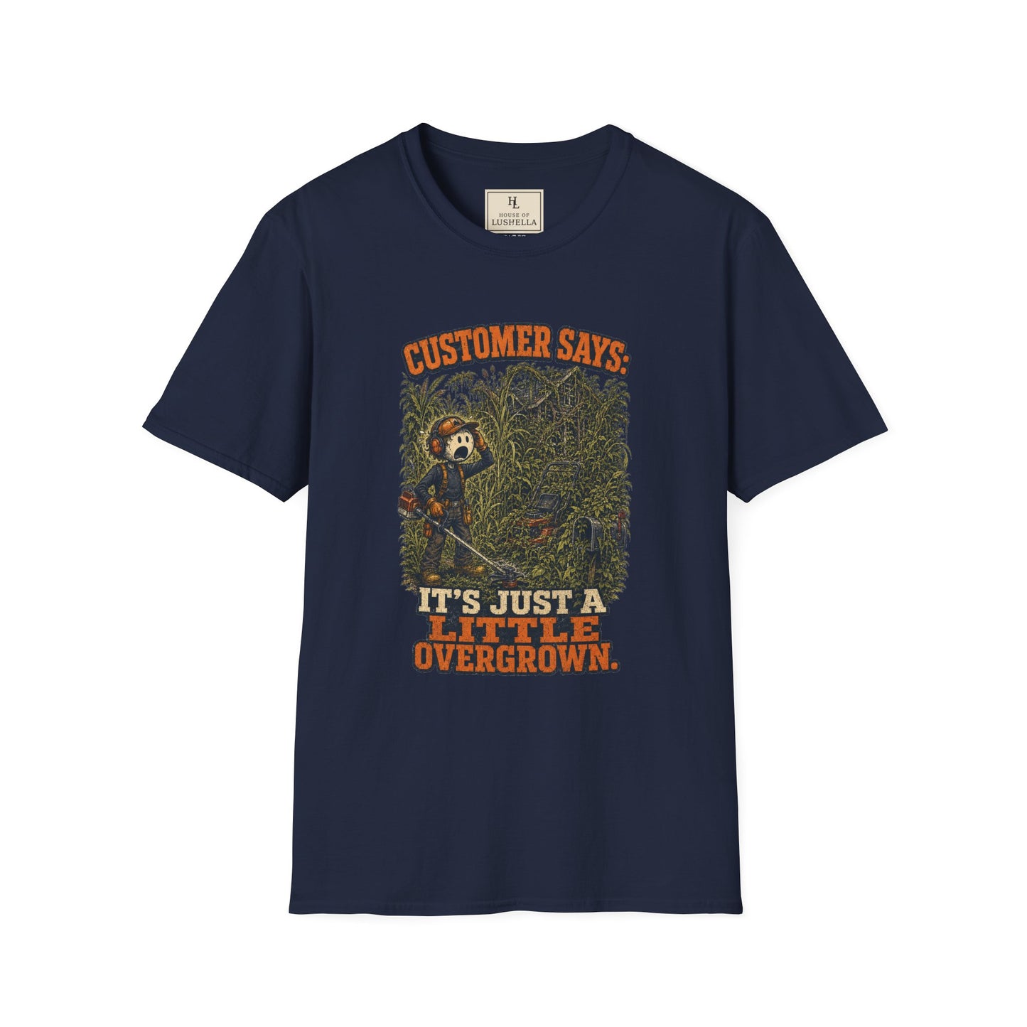 It’s Just a Little Overgrown Lawn Care Shirt on a Navy T-shirt — House of Lushella