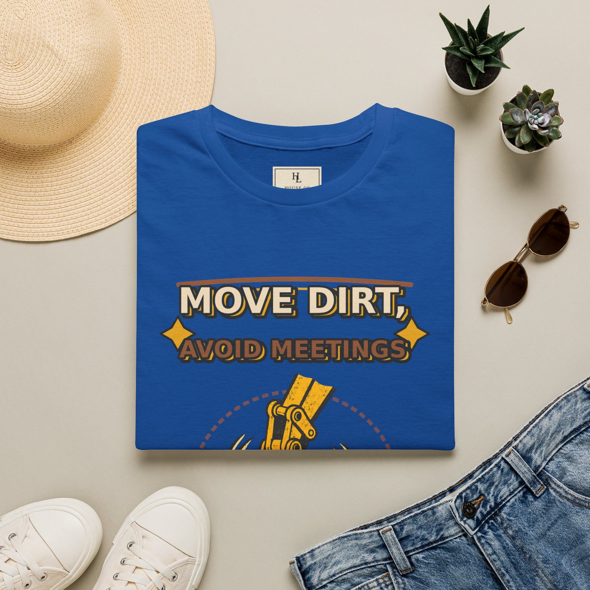 Move Dirt Avoid Meetings Excavator Shirt product mockup, view 18