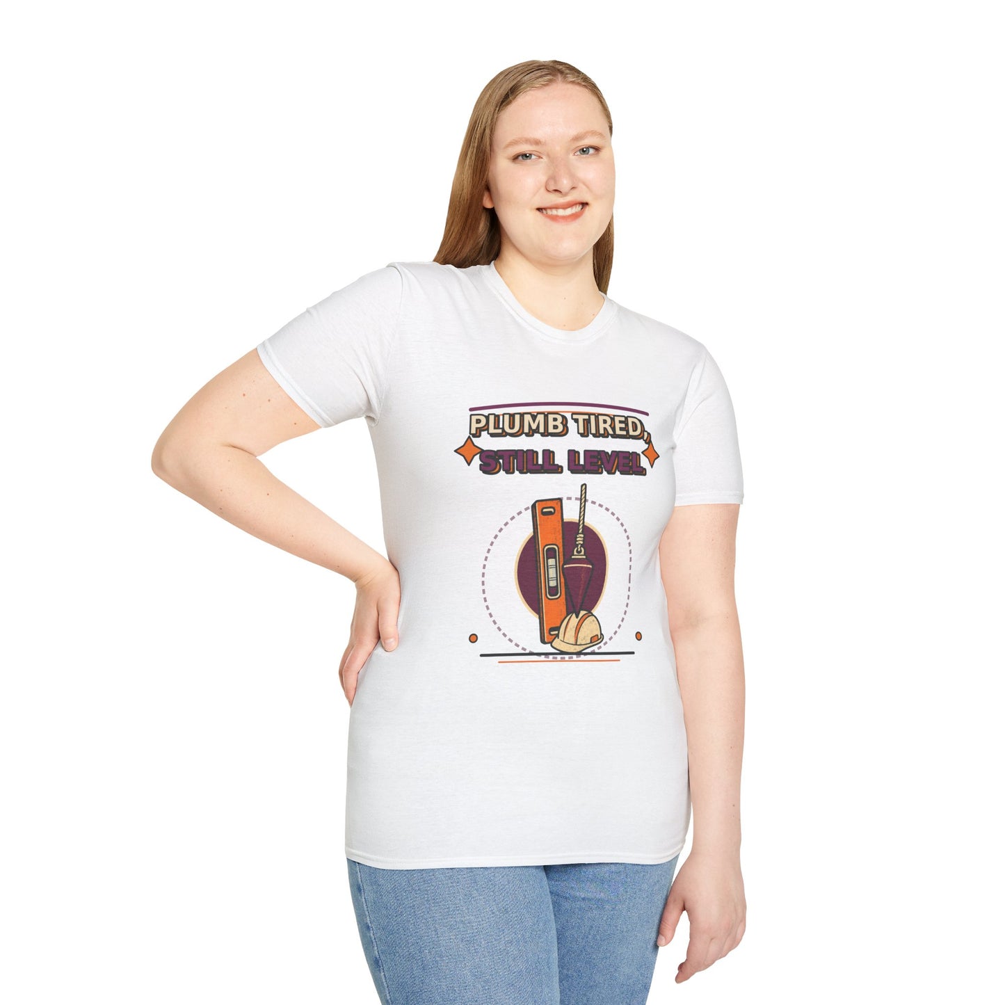 Plumb Tired Still Level Plumber Shirt product mockup, view 7