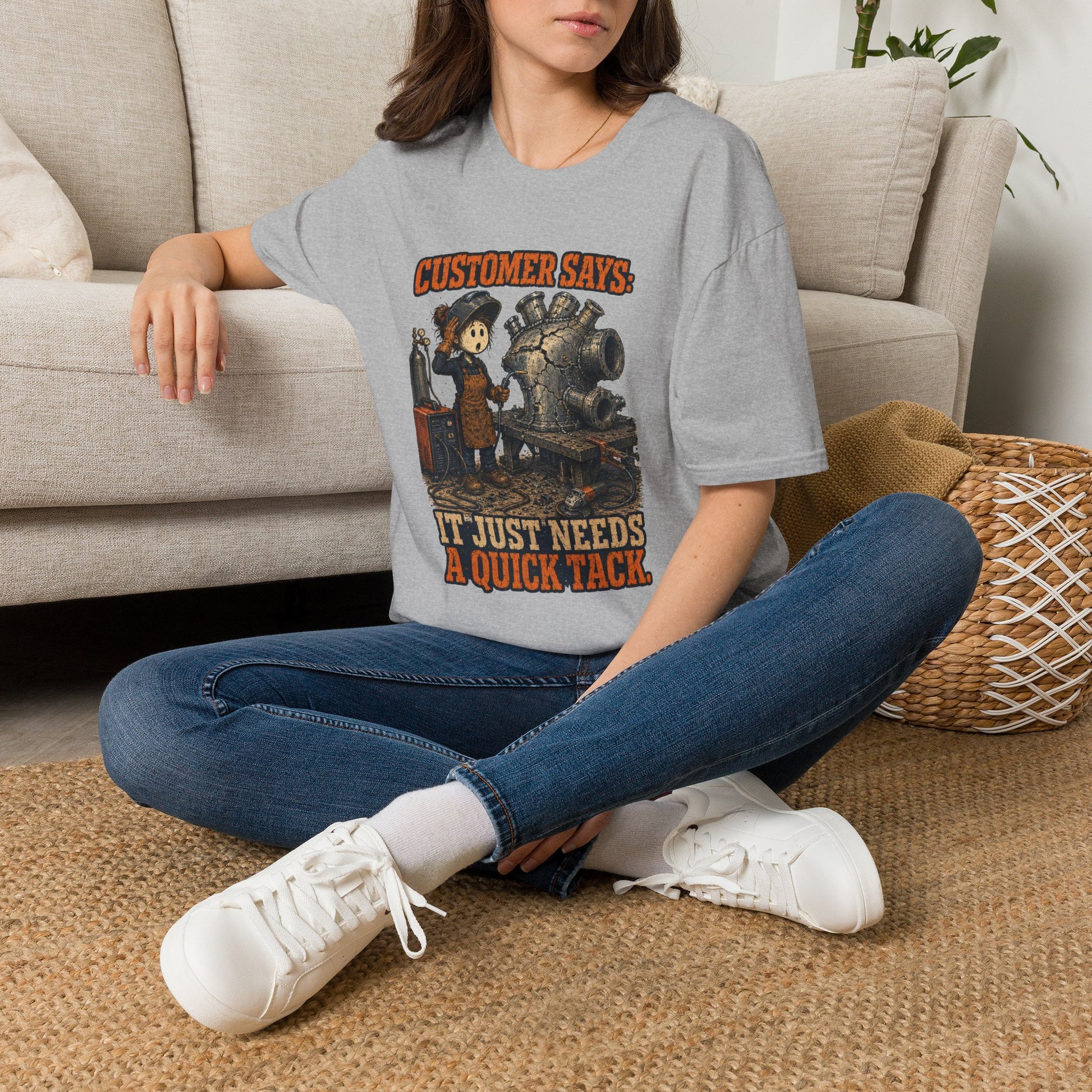 It Just Needs a Quick Tack Welder Shirt product mockup, view 14 — House of Lushella