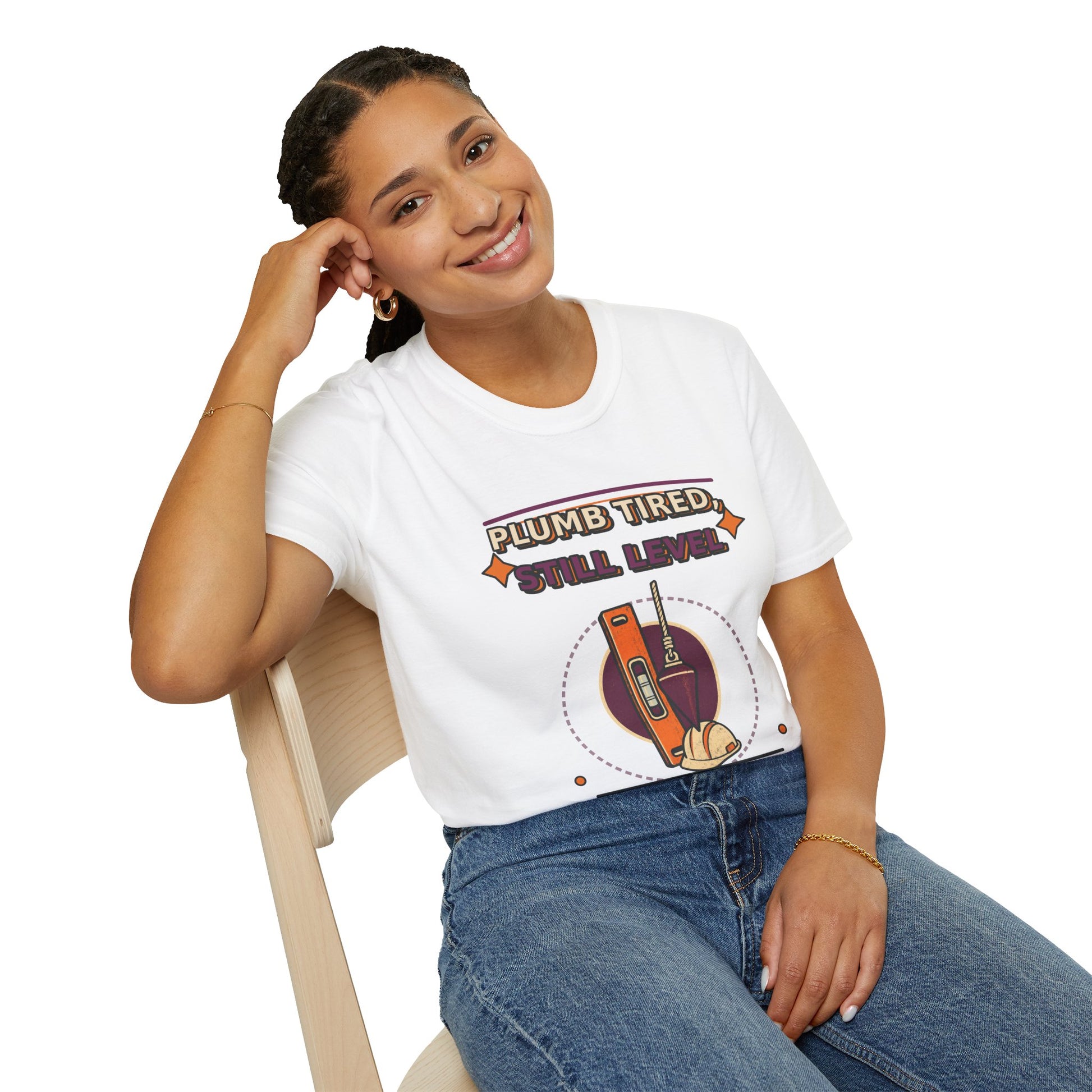 Plumb Tired Still Level Plumber Shirt product mockup, view 10