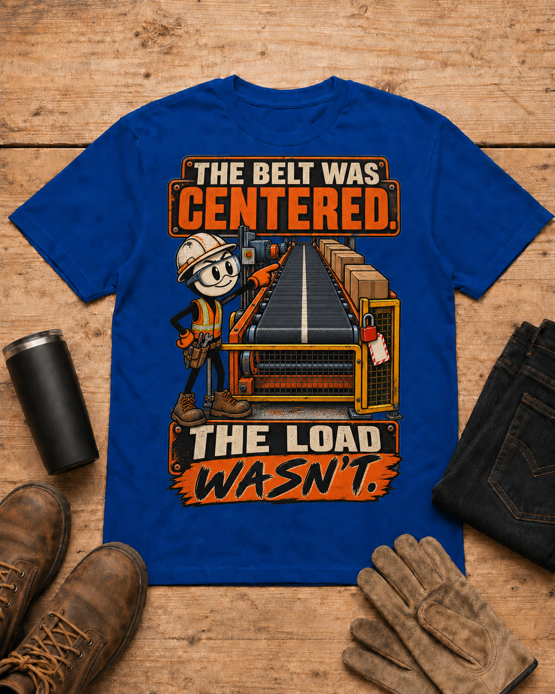 The Belt Was Centered, the Load Wasn't | Conveyor Maintenance T-Shirt product mockup