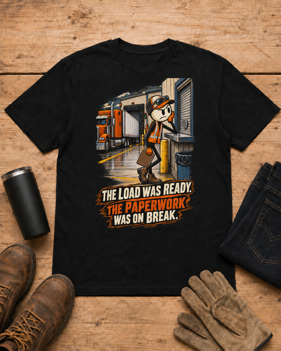 The Load Was Ready, Paperwork Was on Break | Funny Truck Driver T-Shirt product mockup