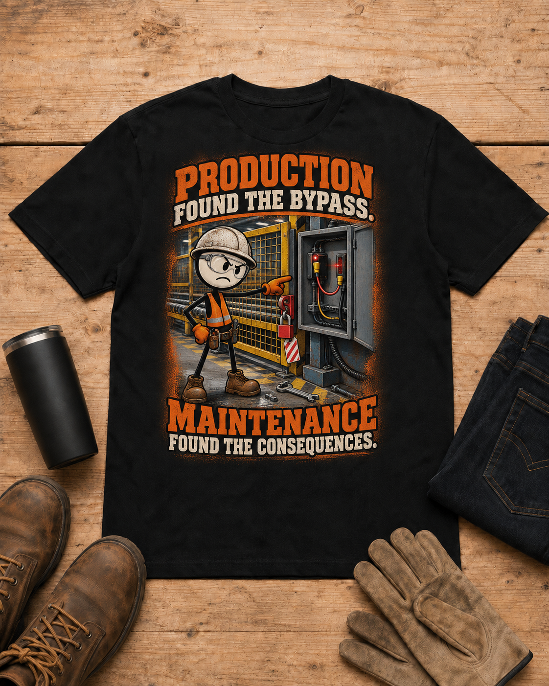 Production Found the Bypass | Industrial Maintenance T-Shirt product mockup