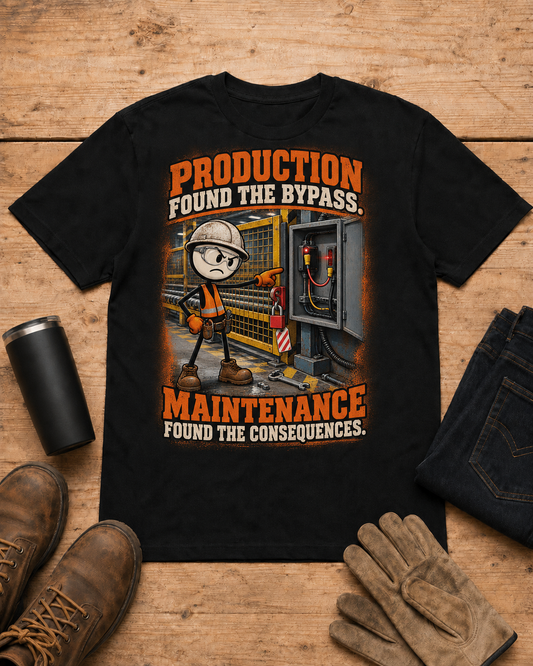 Production Found the Bypass | Industrial Maintenance T-Shirt product mockup