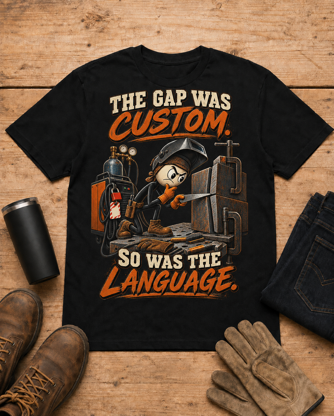 The Gap Was Custom, So Was the Language | Welder T-Shirt product mockup
