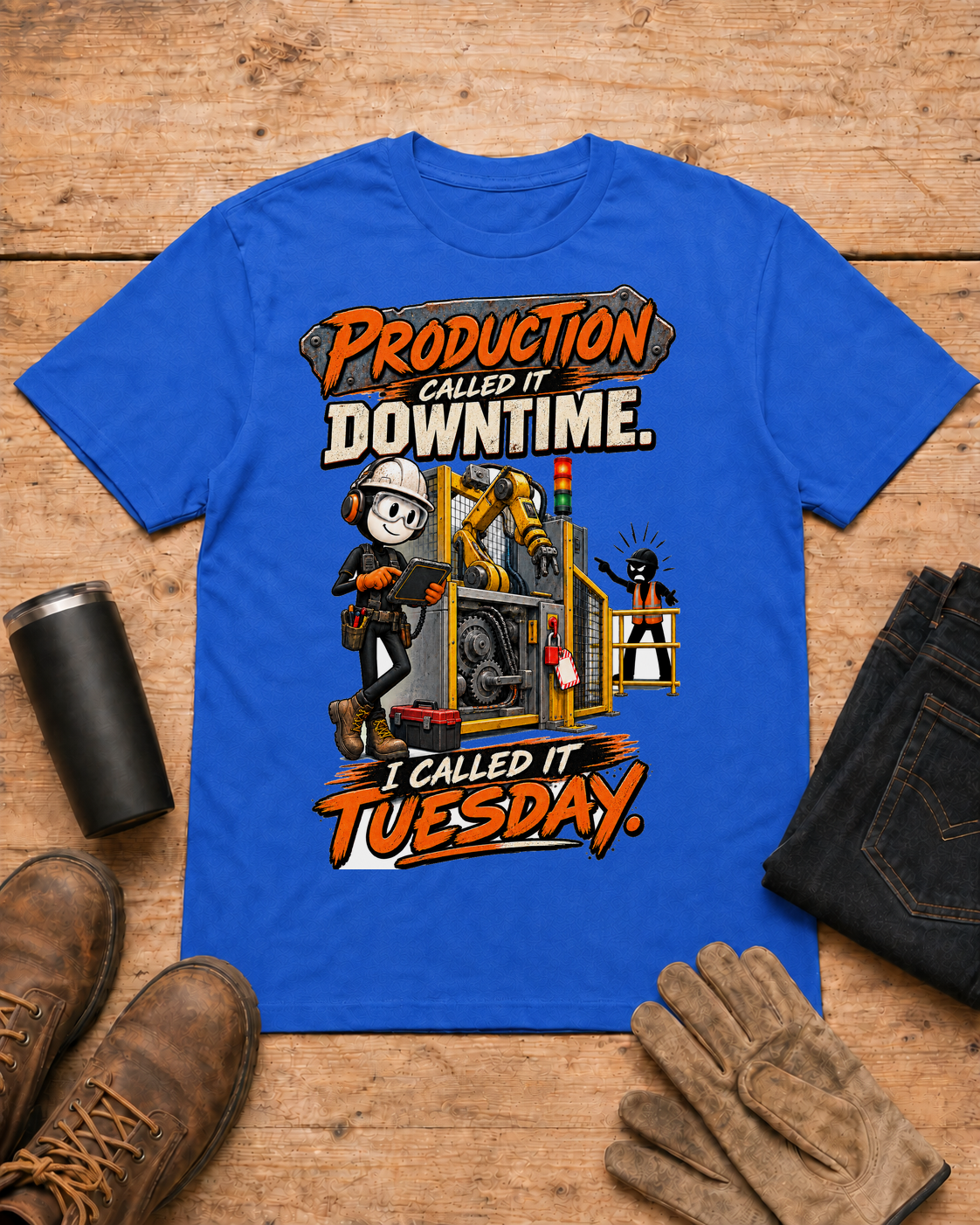 Production Called It Downtime, I Called It Tuesday | Industrial Maintenance T-Shirt product mockup
